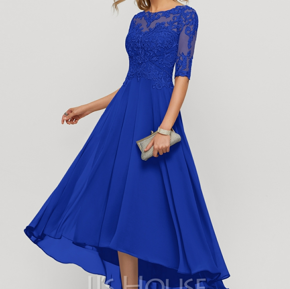Royal blue formal dress with high/low hem 20W
